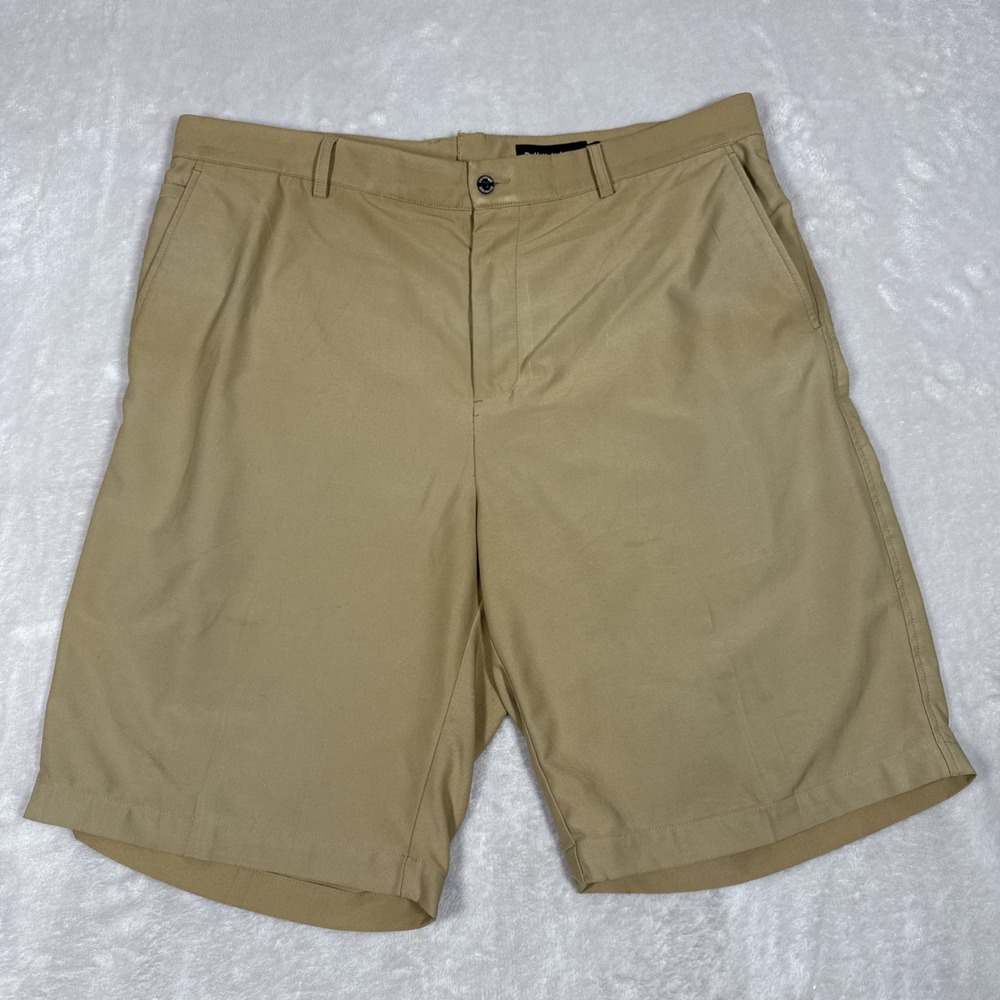 Dunning Everbest Golf Chino Shorts Mens Beige Khaki Flat Front Size 38 *Flaw - Picture 1 of 10